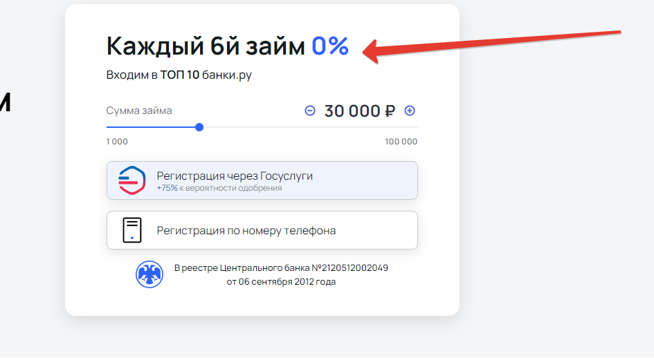 Займ под 0 процентов